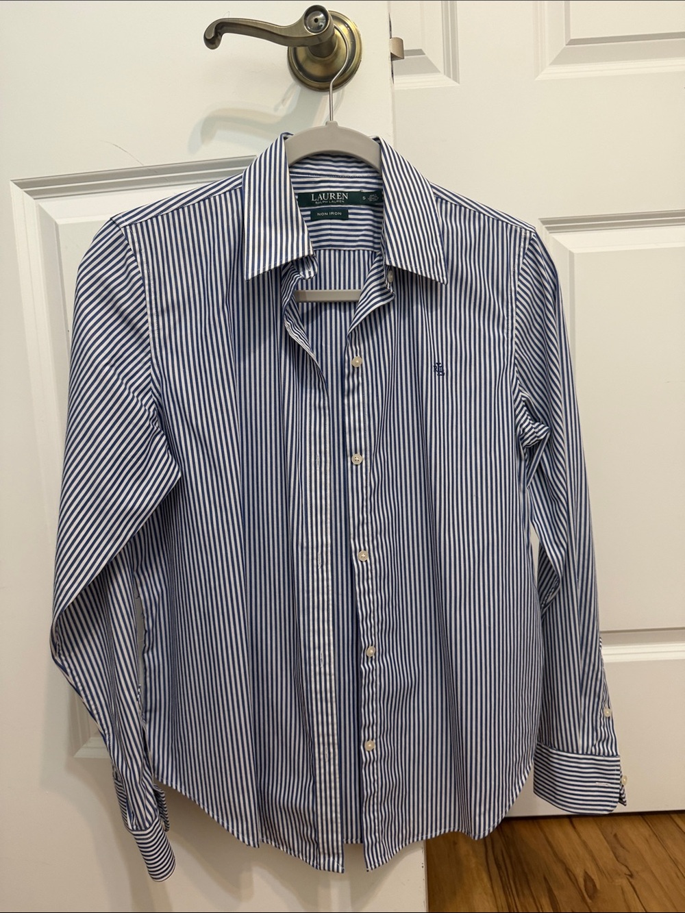 Lauren Ralph Lauren Blue & White Striped Button-Down Women's Shirt